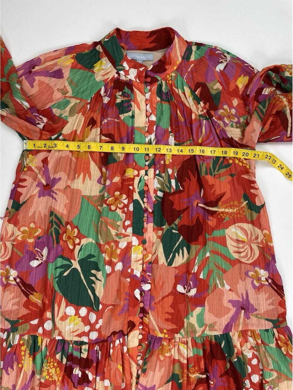Antonio Melani Brynn Dress Tropical Mini Ruffle Swing Trapeze Missing Belt 10 - Picture 6 of 8